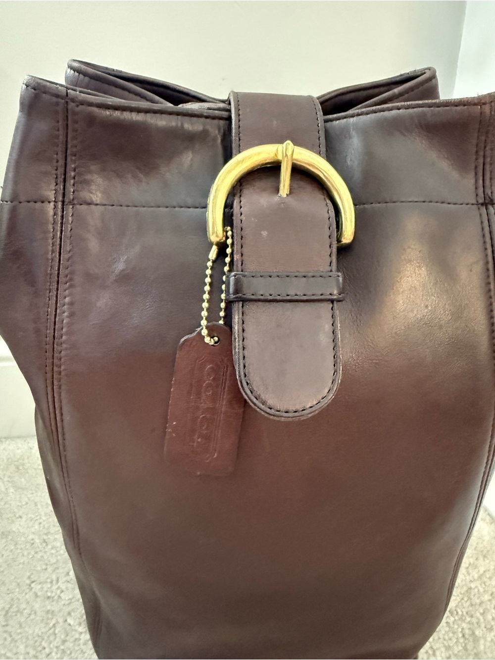Vintage Coach Soho Sling Shoulder Bag Dark Brown Leather Backpack Purse # 4160 - Picture 12 of 12